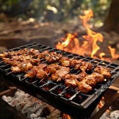 Close-up barbecue in nature