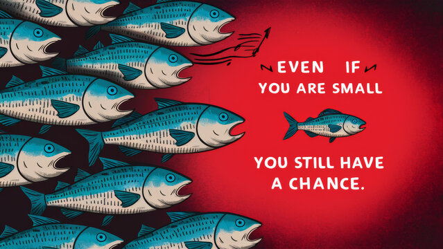 Motivational poster with fish image
