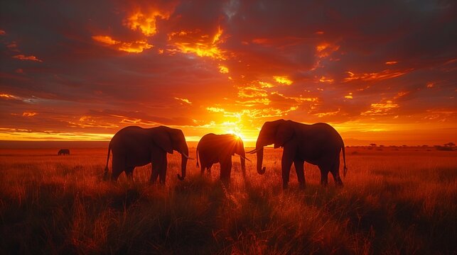 Wild Serengeti Sunset, generative ai