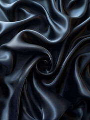 Fototapeta premium Luxurious Dark Blue Satin Fabric with Elegant Drapes and Folds