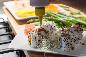 Sushi Nigiri de surimi y esparrago