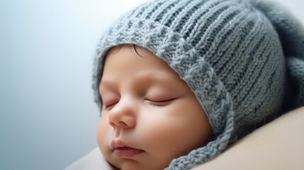 Serene Sleeping Newborn in Cozy Knitted Hat