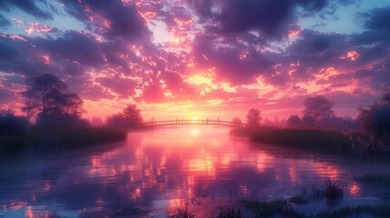 Fototapeta premium Twilight Bridge of Unity, generative ai