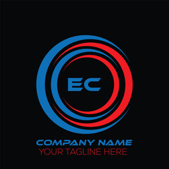 EC letter logo creative design. EC unique design. EC letter logo design on black background.