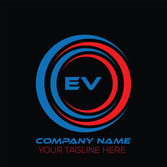 EV letter logo creative design. EV unique design. EV letter logo design on black background.