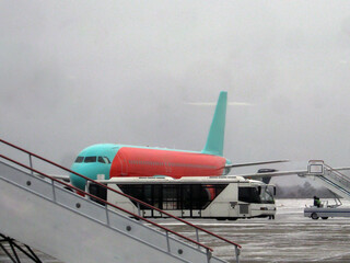 Big red plane at the airport