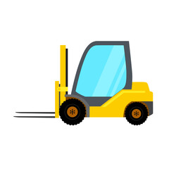 vector forklift truck isolated on white. Storage equipment icon set. Forklifts in various combinations