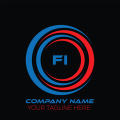 FI letter logo creative design. FI unique design. FI letter logo design on black background.