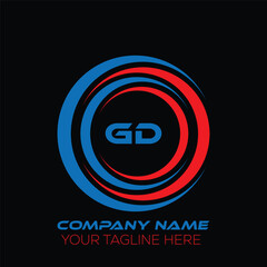 GD letter logo creative design. GD unique design. GD letter logo design on black background.