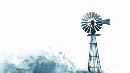 A beautiful watercolor painting of a windmill