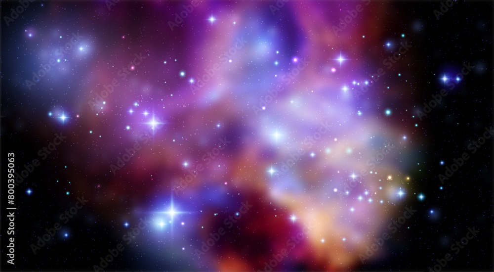 Wall mural space vector background with realistic nebula and shining stars. magic colorful galaxy with stardust