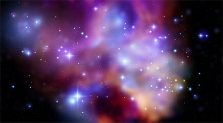 Space vector background with realistic nebula and shining stars. Magic colorful galaxy with stardust