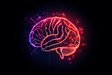 Simple illustration of bright digital neon contour