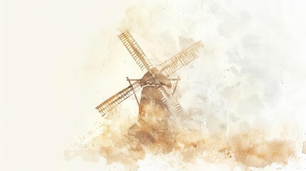 Obraz premium A windmill stands in a field.