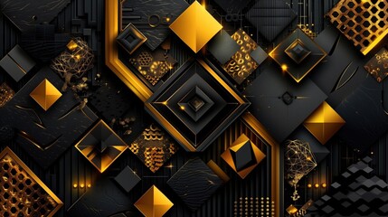 Background. Craft a luxurious prompt featuring an abstract template of gold and black stripes complemented by golden accents