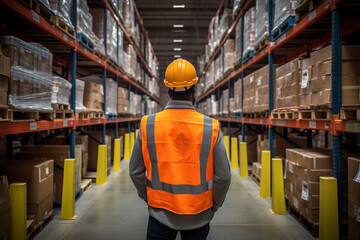 Fototapeta premium Modern warehouse filled with stacks of small parcel boxes showcasing E-commerce Logistics 
