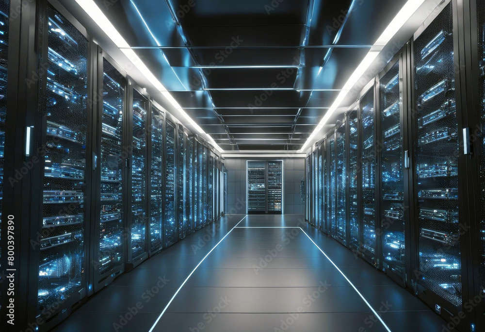 Poster 'room futuristic servers network center data server datum computer technology datacenter hosting sec