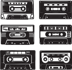 Retro Cassette Tape Vector Set