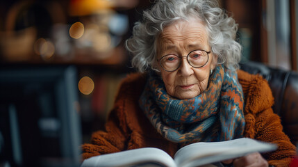 old person reading a book