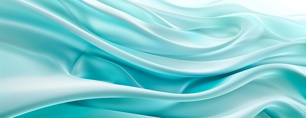Fototapeta premium light blue background with flowing waves of fabric, creating an elegant and sophisticated look. The minimalistic yet captivating design features soft curves