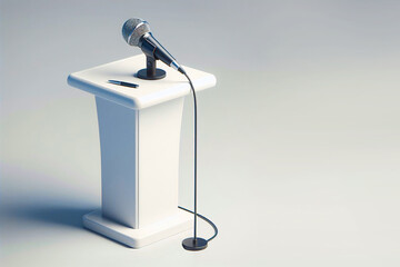 Obraz premium Realistic lectern conference podium with microphone