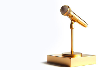 Realistic lectern conference podium with microphone
