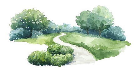 A watercolor painting of a park