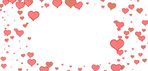 Falling red and pink hearts isolated on transparent background. Valentine’s day design