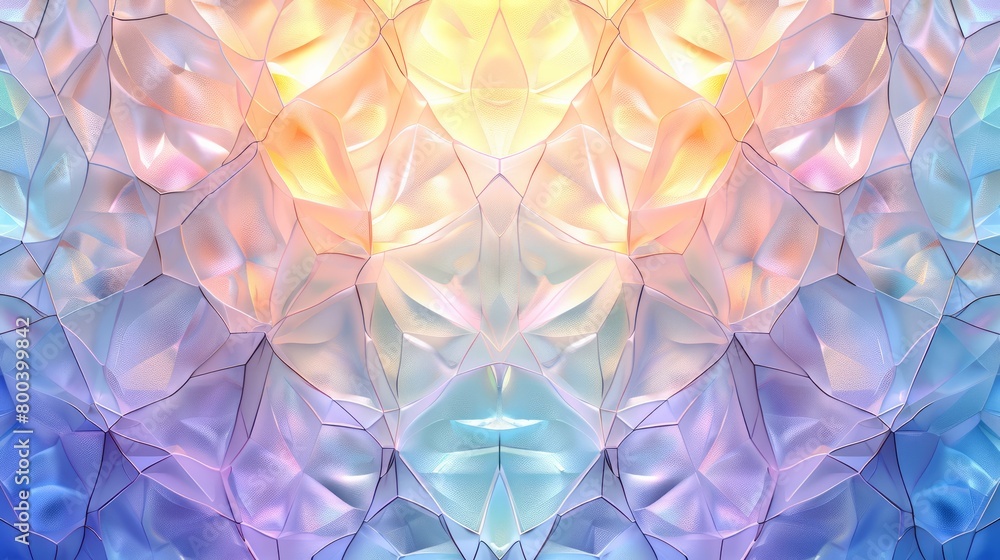 Poster A colorful abstract design with a blue and purple background. The design is made up of many small shapes and lines. Scene is bright and cheerful