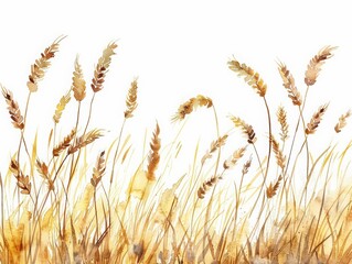 Fototapeta premium A watercolor painting of a wheat field