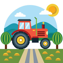 Tractor Vector Art. Vehicles vector illustration