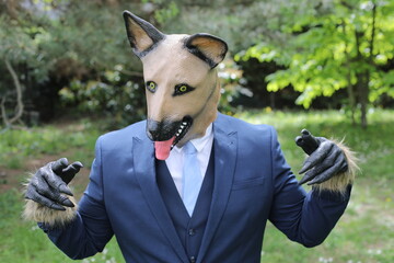 Businessman with a dog face