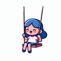 cartoon girl is swinging on a swing