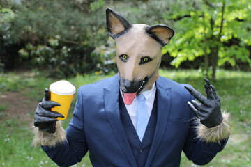 Businessman with a dog face 