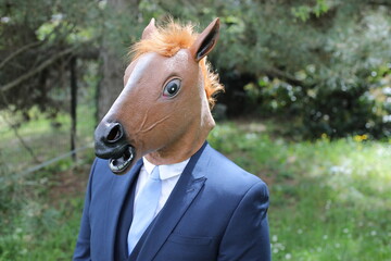 Businessman with a horse face