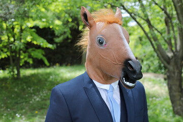 Businessman with a horse face