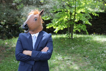 Businessman with a horse face