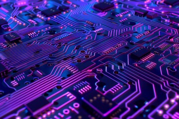 A detailed close-up view of a computer circuit board showing intricate components and circuits