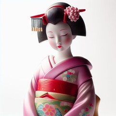 chinese  geisha statue on white