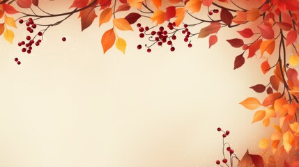 Artistic interpretation of fall's bounty with a corner arrangement of autumn berries and leaves with ample copy space