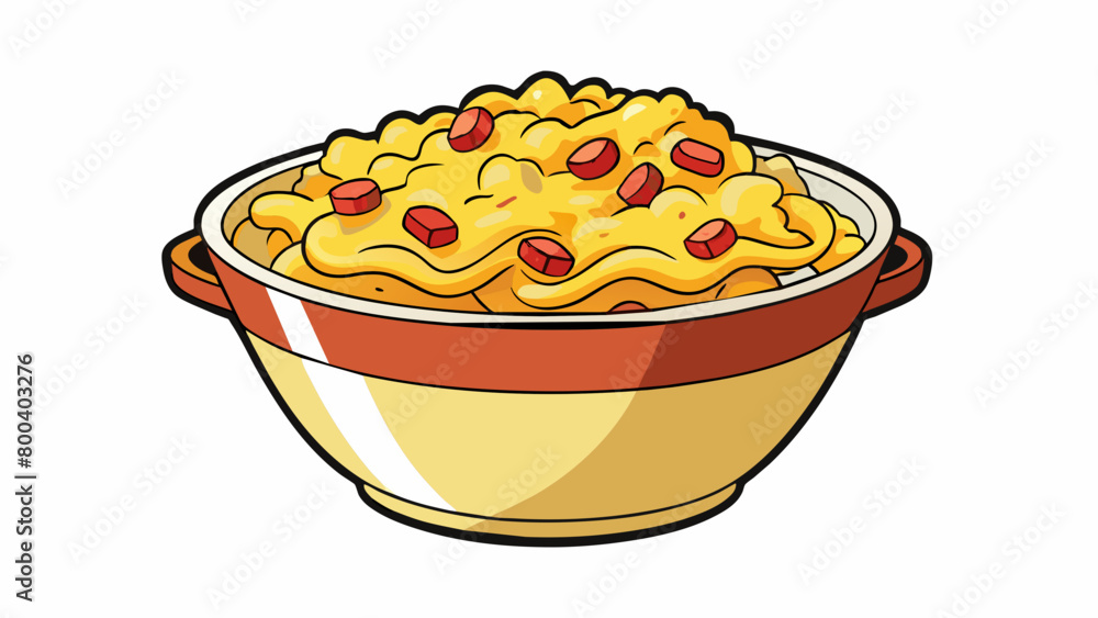 Poster a bowl of creamy baconstudded mac and cheese the smoky bits adding a delicious depth of flavor to th