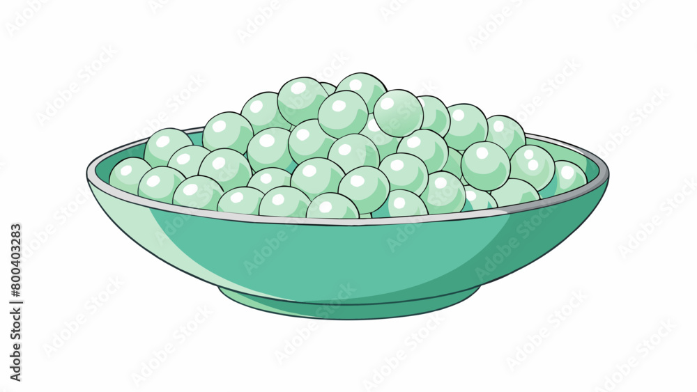 Canvas Prints A bowl filled with soft pale green pearls each with a thin translucent skin and a tender interior. They have a subtle pealike taste and can be easily. Cartoon Vector.