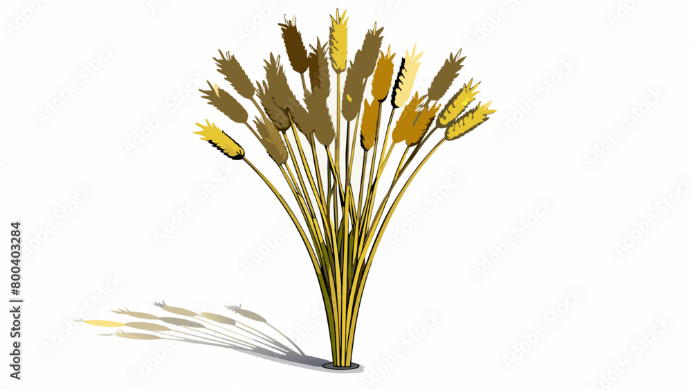 Poster a bouquet of wispy golden stalks stands tall in a field their tops topped with small pale seeds. the