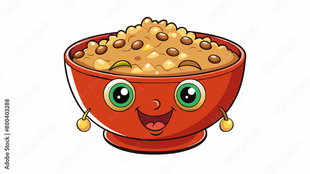 Poster a bowl of hearty steaming soup filled with plump chewy barley grains. the grains have a soft almost 