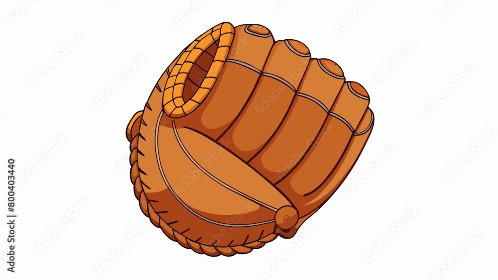 Poster a catchers mitt is shaped like a mitten and made of thick heavy leather. it has a deep rounded pocke