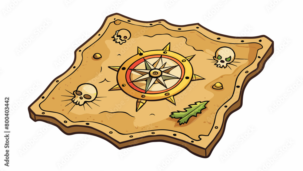 Poster a carefully drawn sketch on a scrap of animal skin featuring a of islands with intricate swirls and 