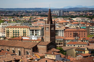 Verona Italy 09/03/2023. Red tiled roofs in the city of Verona.