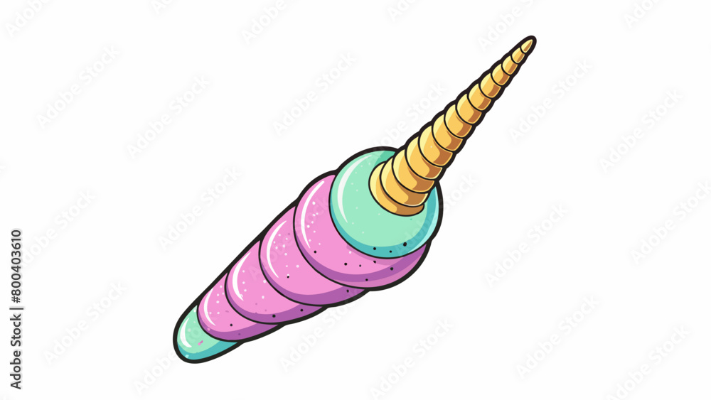 Fototapete a colorful delicately crafted unicorn horn made entirely out of shimmering sugarcoated marshmallow w