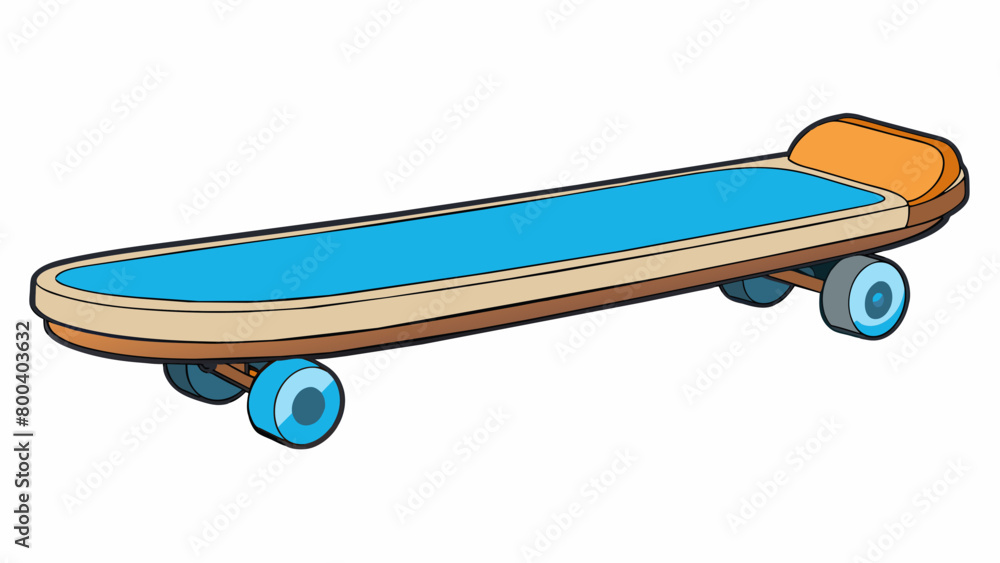 Poster A compact and lightweight board with a wide flat platform used for standing. It has a curved handlebar for balance and control and features LED lights. Cartoon Vector.
