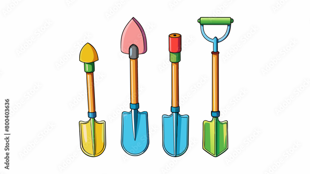 Poster a colorful set of miniature gardening tools including a shovel rake and trowel each made of durable 